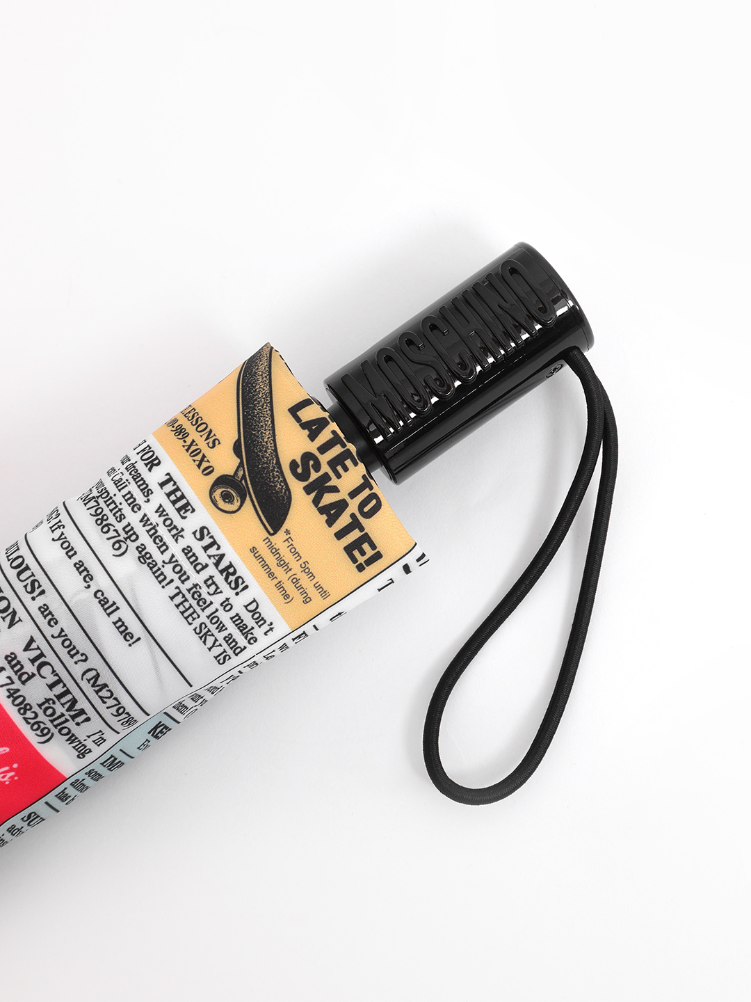 Зонт mini с принтом в виде газет от MOSCHINO