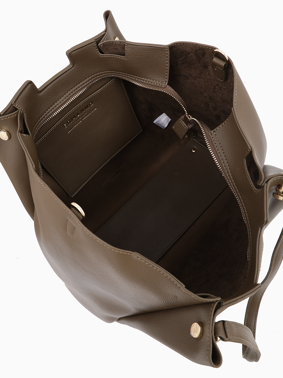 Классическая сумка от Ermanno Firenze из качественной экокожи в цвете тауп 