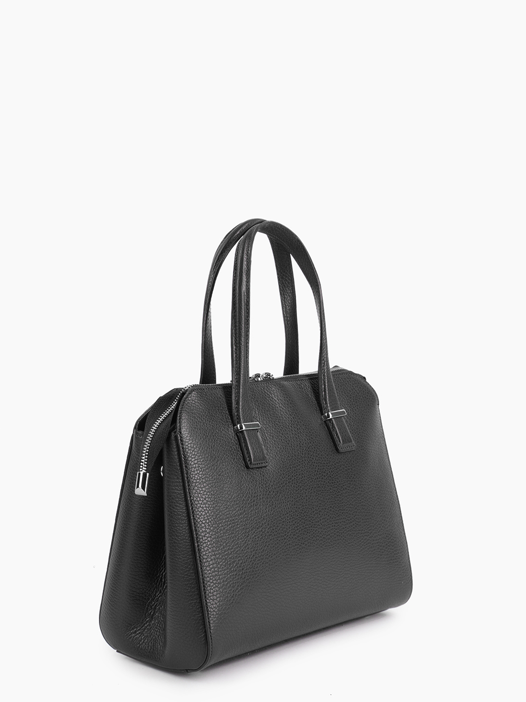 Классическая чёрная сумка с раздвоенным замком и круглой фирменной фурнитурой от FOLLE