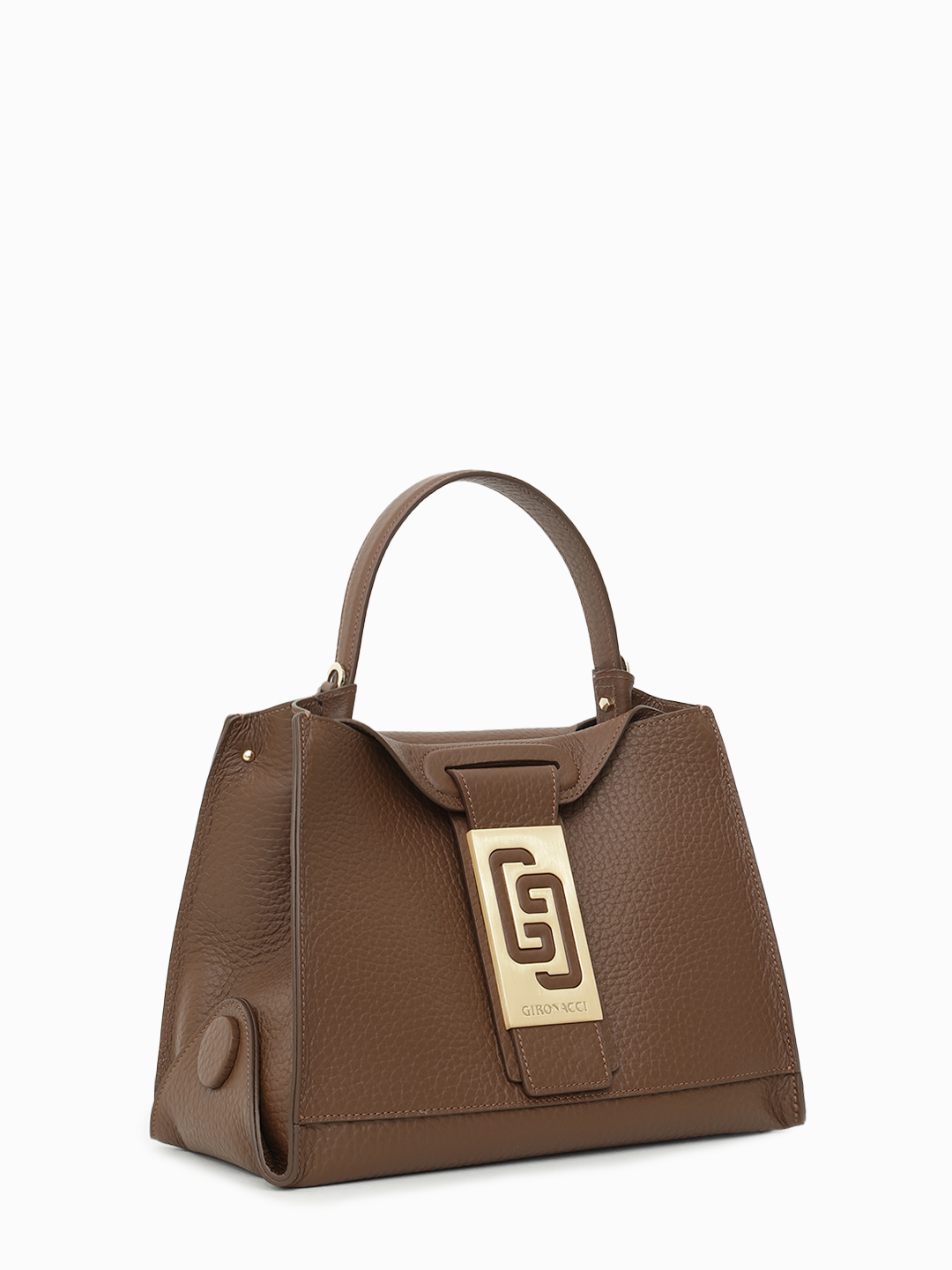 Однорукий тoут с металлической пряжкой с монограммой Gironacci коричневого цвета noce