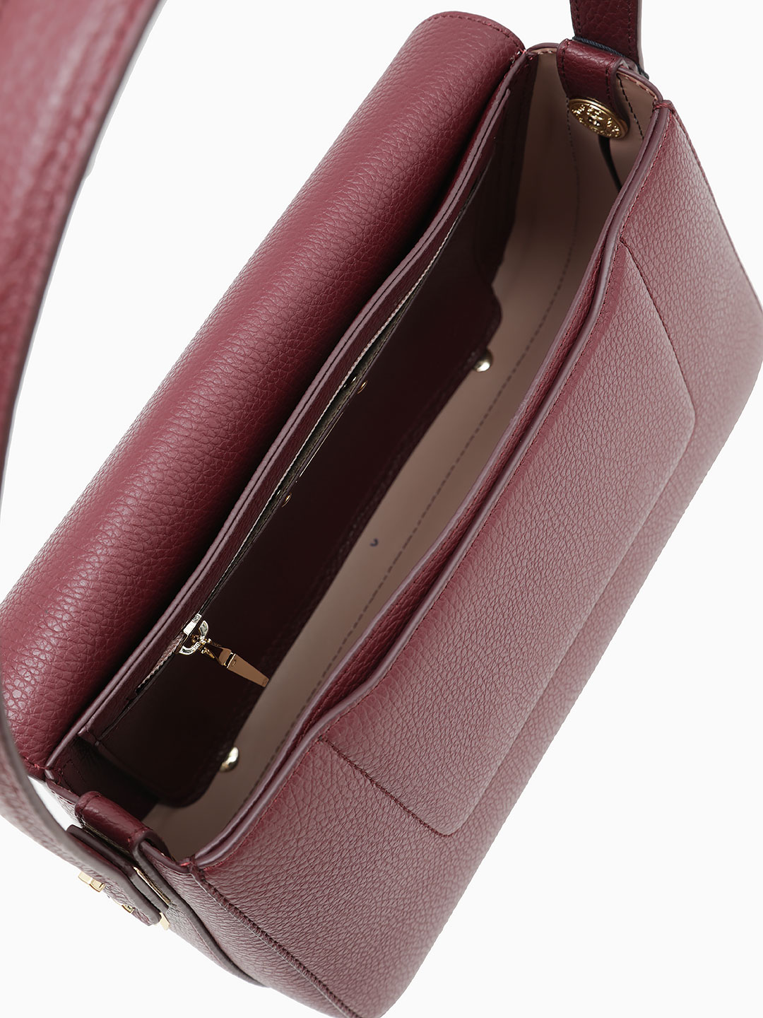 Сумка-багет с вышитой буквой "G" на клапане от Gironacci из кожи винного цвета