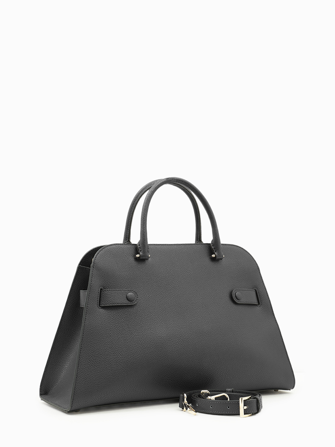 Тоут от Cromia в натуральной коже черного цвета с золотой геометрической фурнитурой