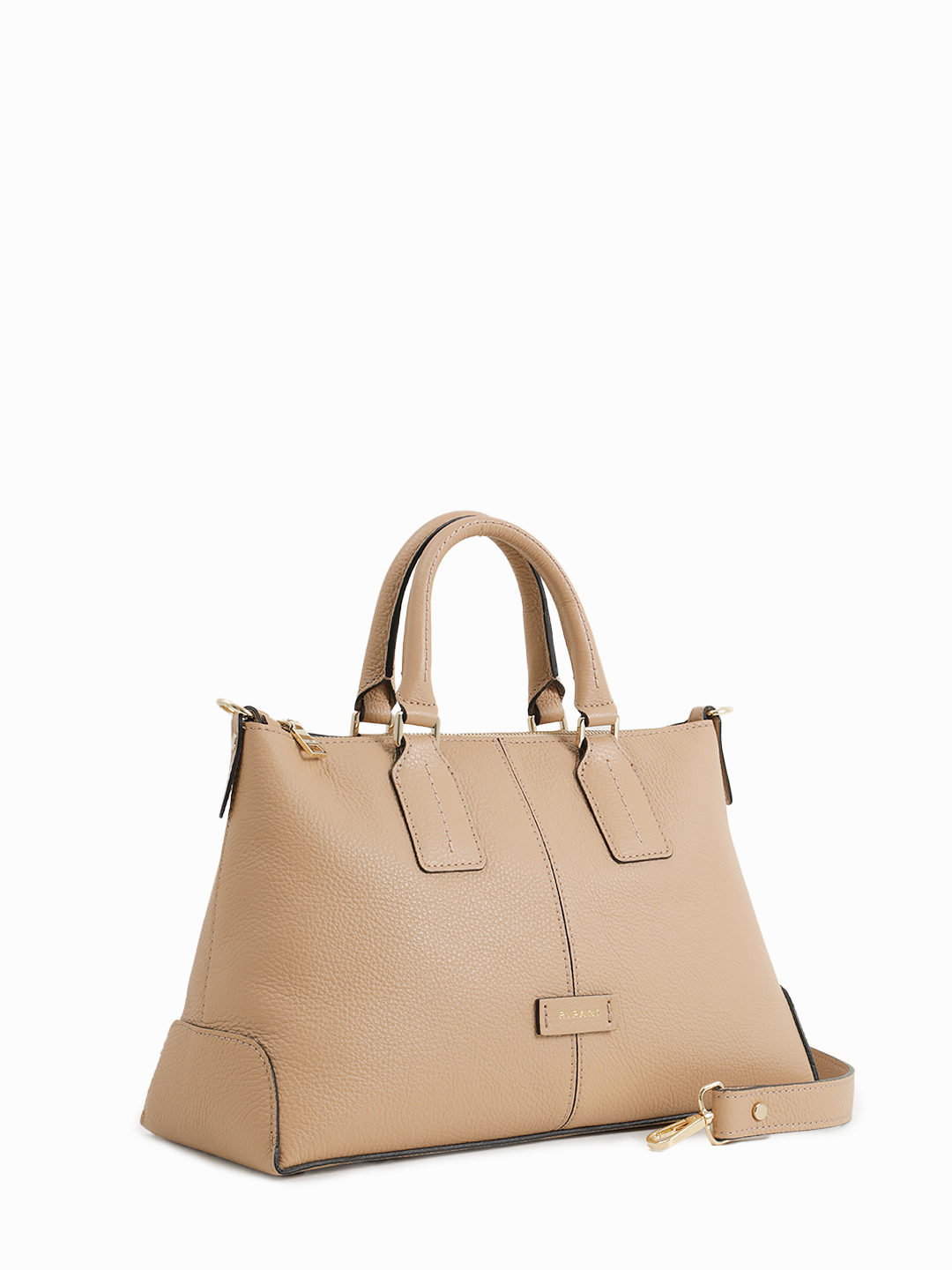 Классический прямоугольный тоут с кожаной нашивкой от RIPANI в бежевом цвете