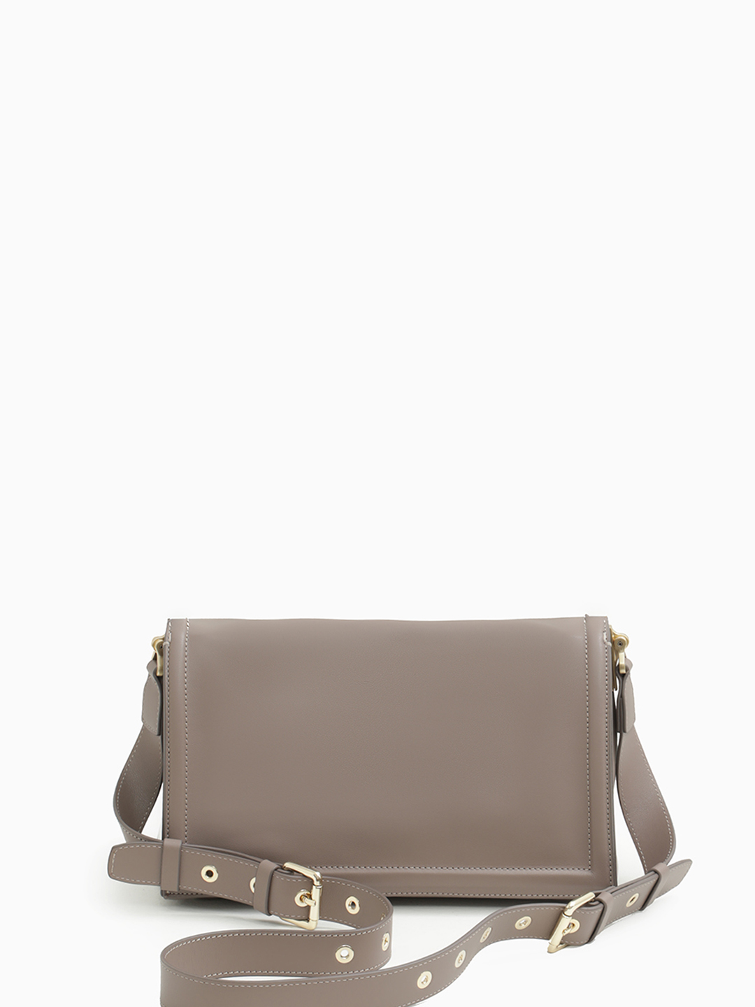 Прямоугольная кросс-боди от Gironacci с регулирующимся ремнём на круглых клёпках в цвете тауп