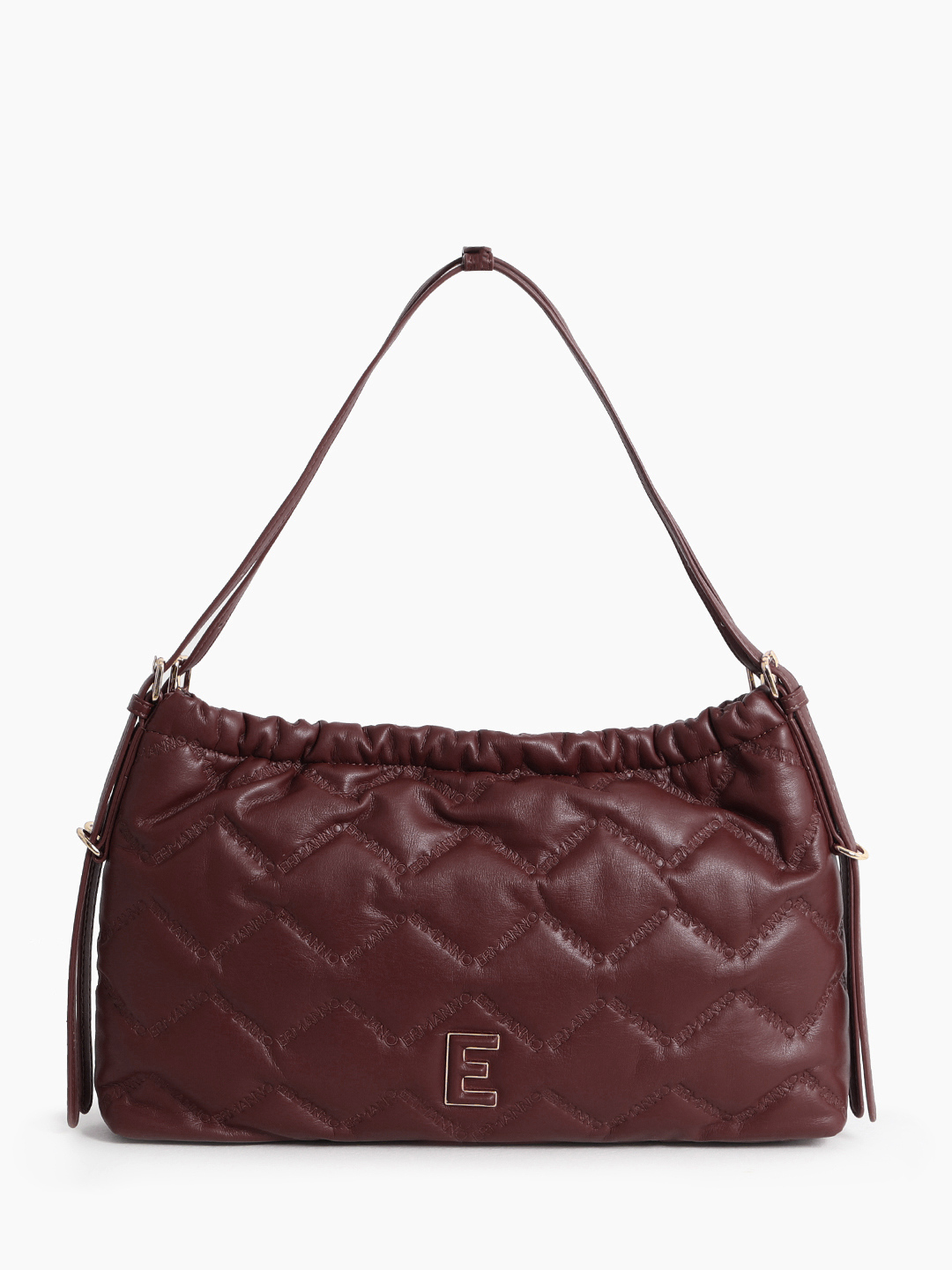 Бордовая сумка-хобо в размере L с брендированной стёжкой от ERMANNO FIRENZE