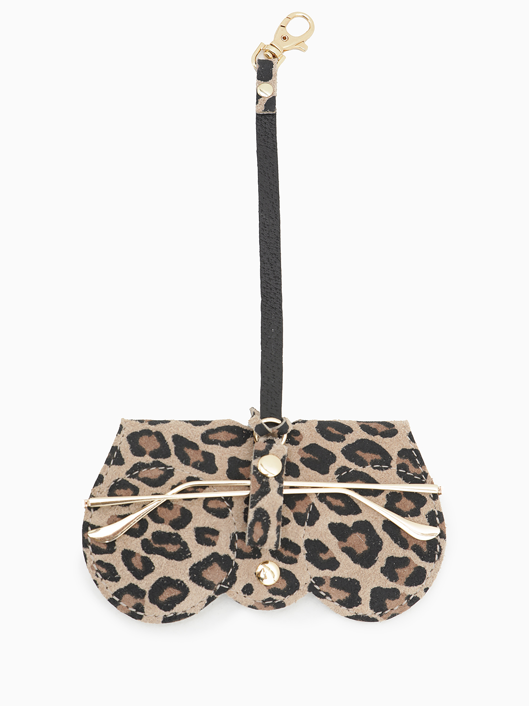 Очечник-подвеска на сумку от FOLLE из натуральной замши с анималистичным принтом