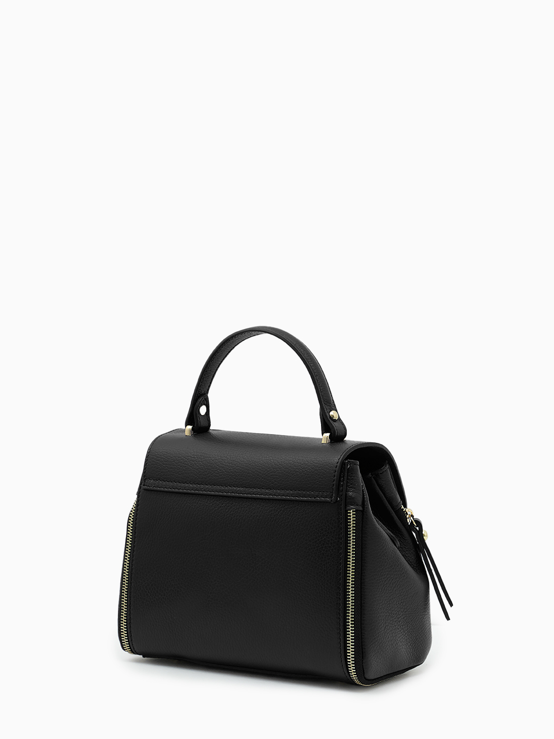 Сэтчел с поворотной фурнитурой и боковыми молниями от Di Gregorio в чёрном цвете