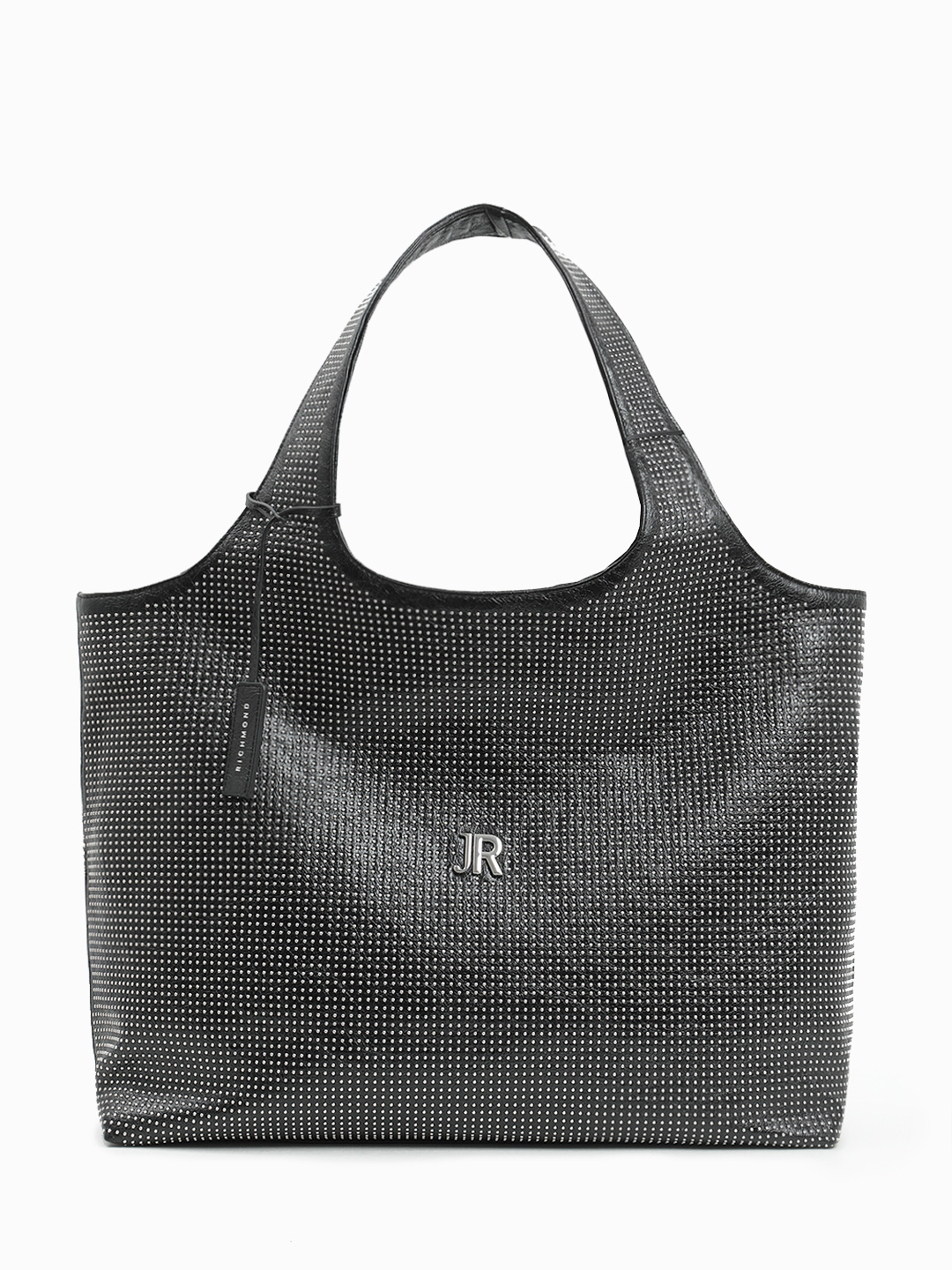 Чёрная сумка-шоппер с металлическими клёпками от John Richmond