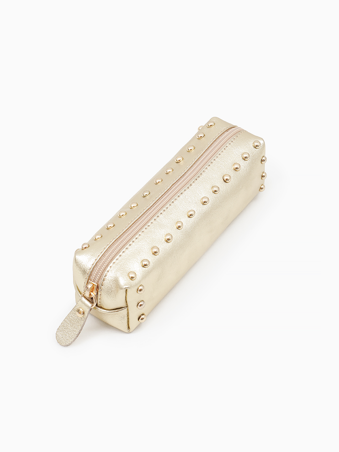 Косметичка пенал от FOLLE из натуральной кожи золотого цвета