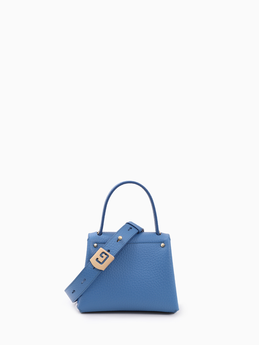 Мини-сэтчел с фурнитурой в виде буквы «G» из натурального дерева от Gironacci в джинсовом оттенке limoges