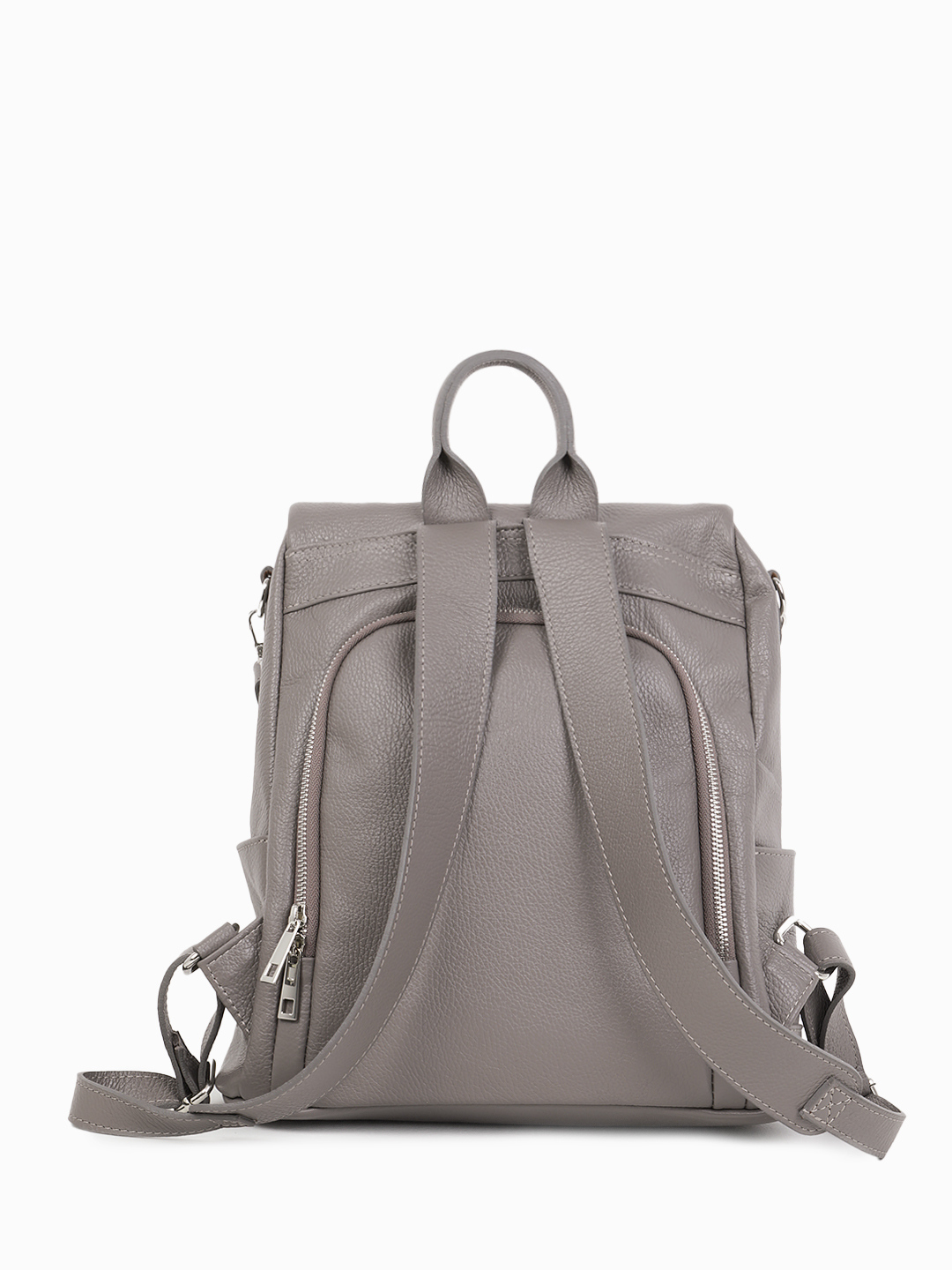Объёмный рюкзак с кисточкой и двумя боковыми карманами в сером цвете fumo от FOLLE