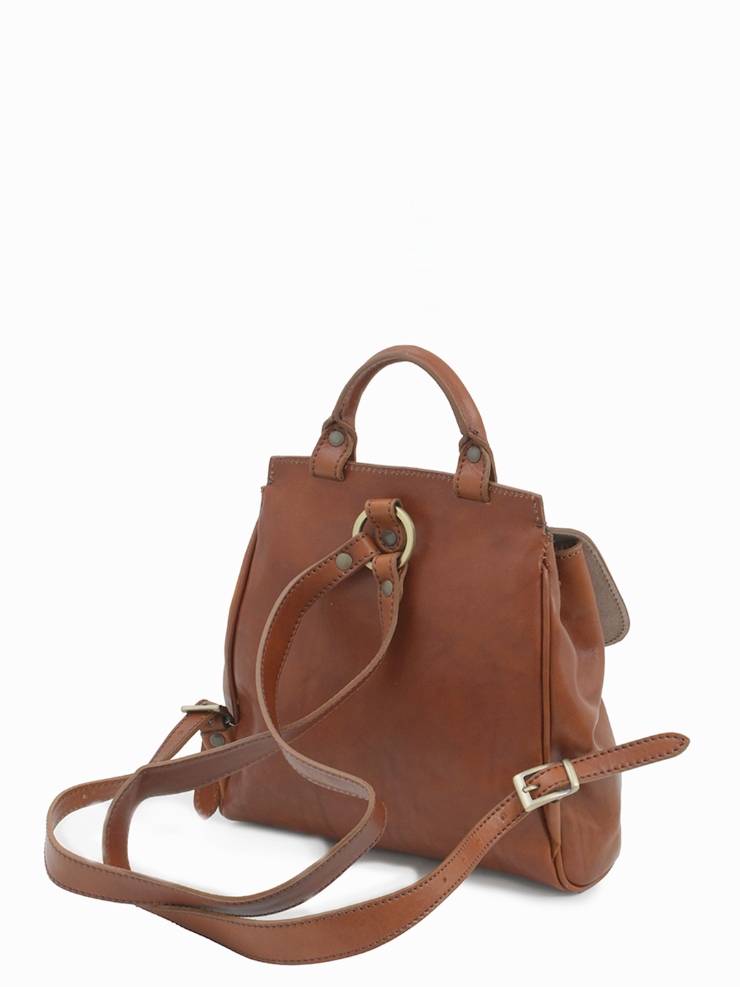 Рюкзак рыжего цвета из натуральной винтажной кожи vacchetta от Folle uomo