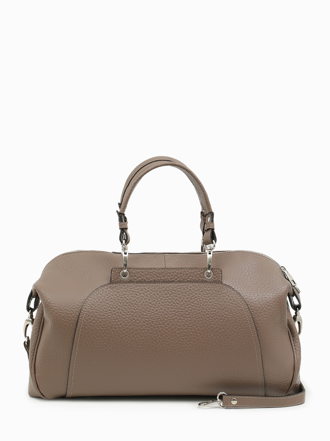 Дорожная сумка от FOLLE в крупнозернистой коже в цвете тауп