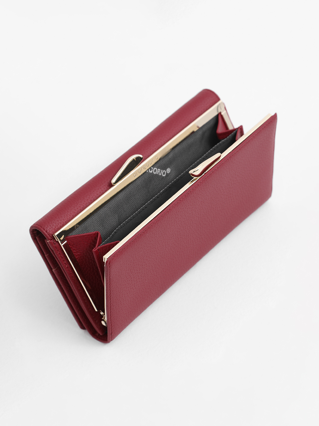 Кошелёк-бумажник с именными буквами Di Gregorio бордового оттенка