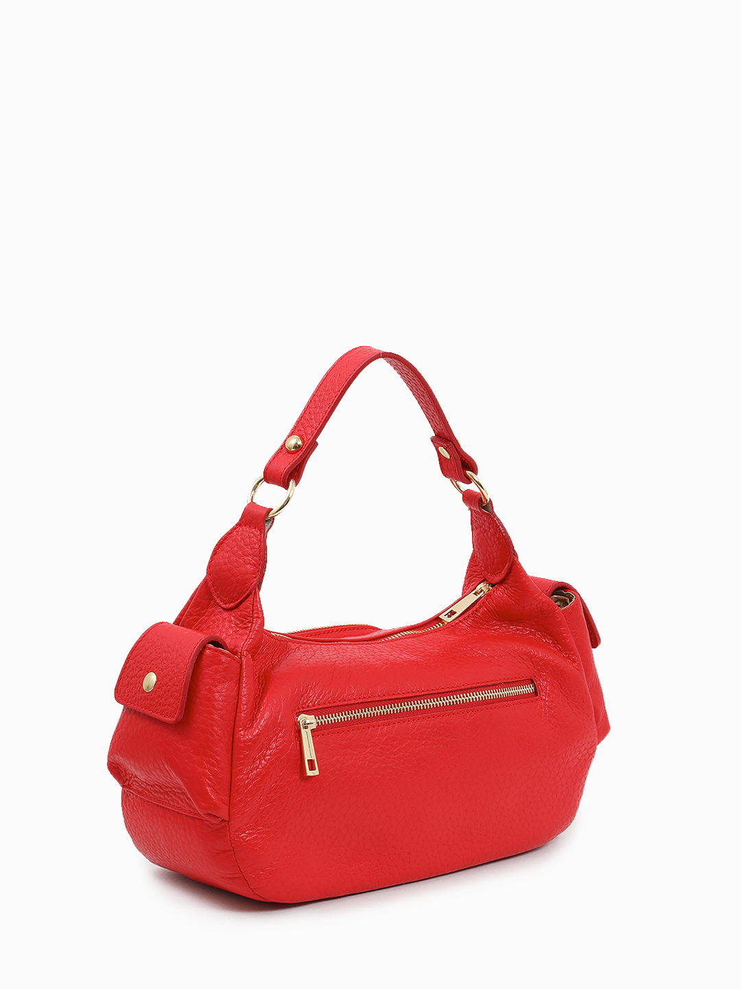 Сумка-хобо "VALITA" с дополнительными карманами от BE NICE из крупнозернистой кожи красного оттенка