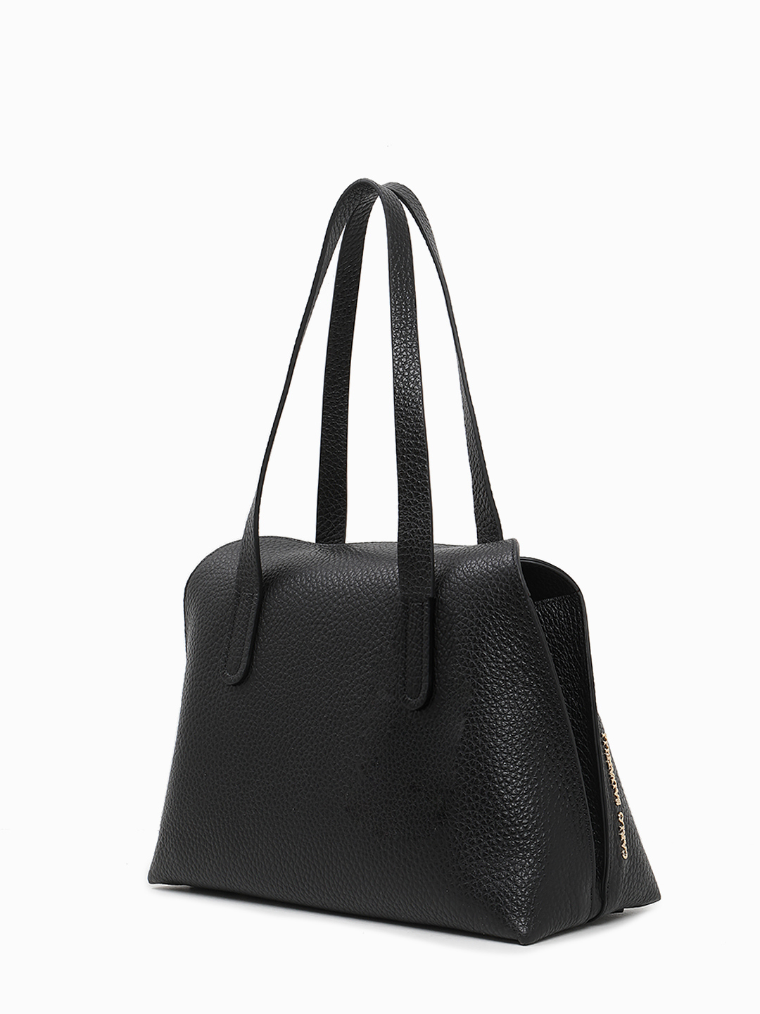 Классическая сумка с контрастным ярким подкладом от Carlo Salvatelli чёрного цвета