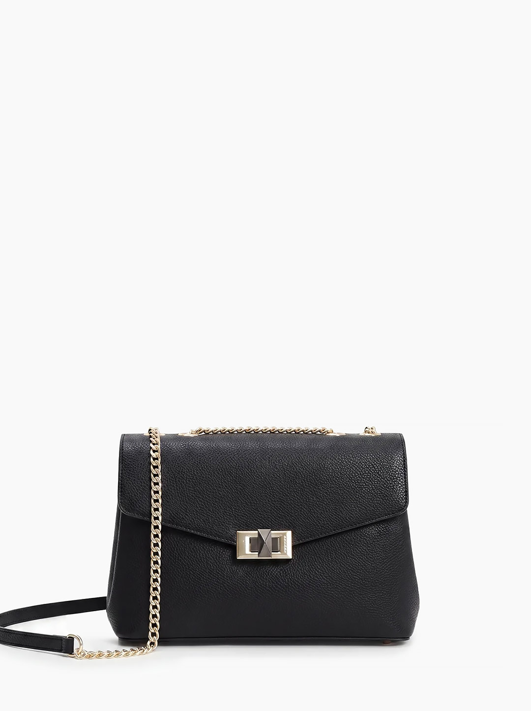 Сумка через плечо с клапаном и поворотным замком от Cromia из натуральной черной кожи