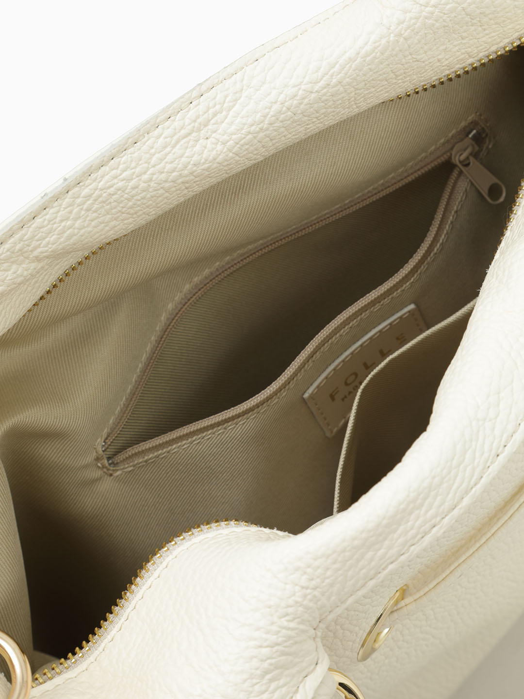 Тоут от Be Nice с декоративным карманом спереди и кистями из натуральной кожи бежевого цвета