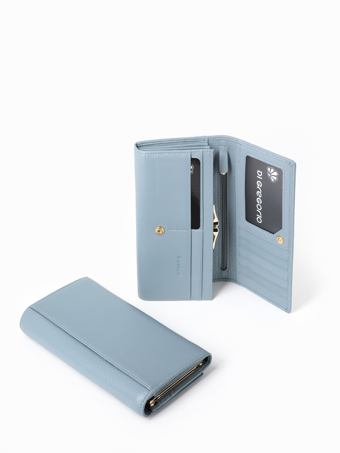 Прямоугольный бумажник с логотипом Di Gregorio голубого цвета