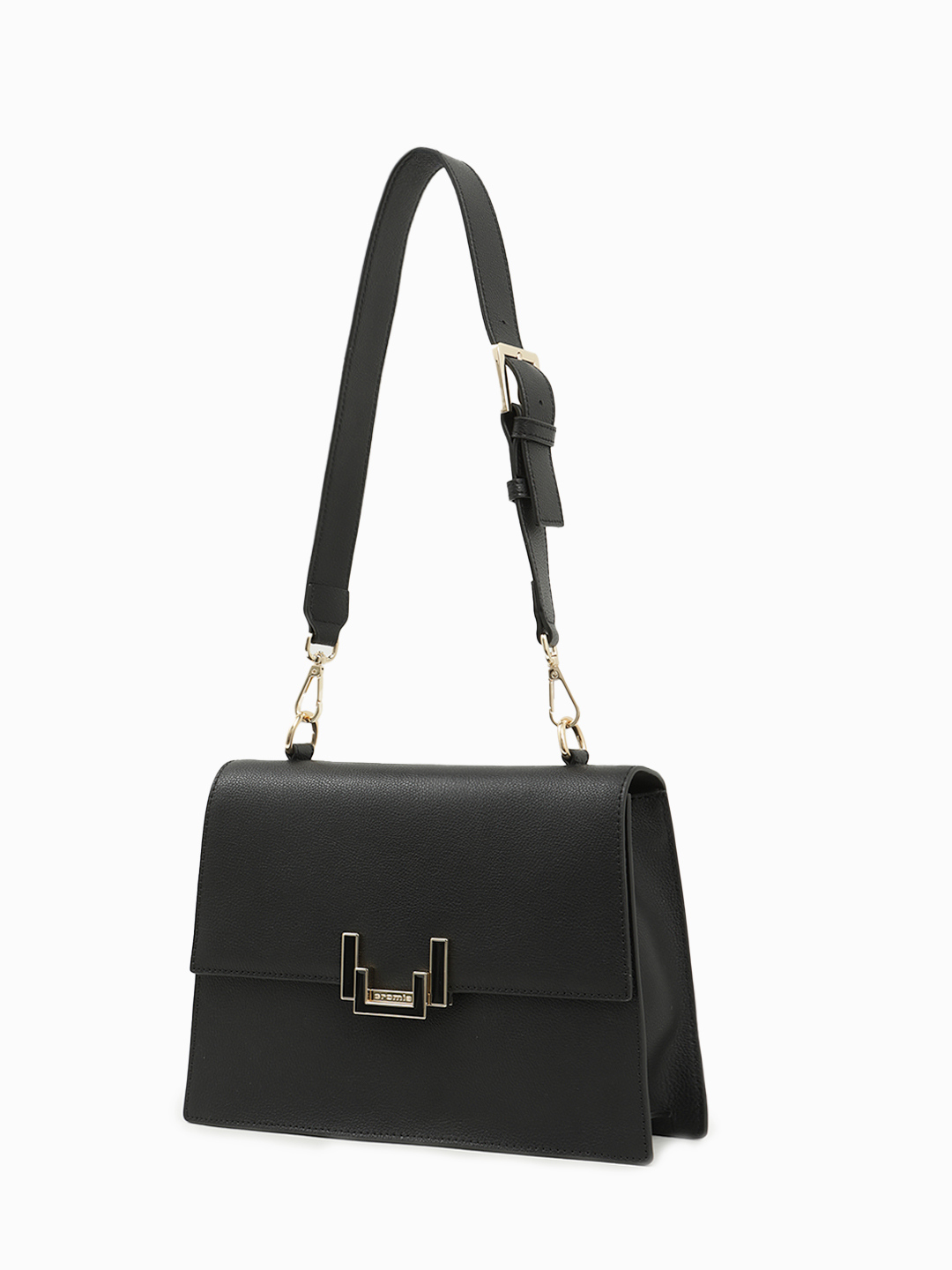 Классическая сумка с клапаном из натуральной кожи чёрного цвета от CROMIA