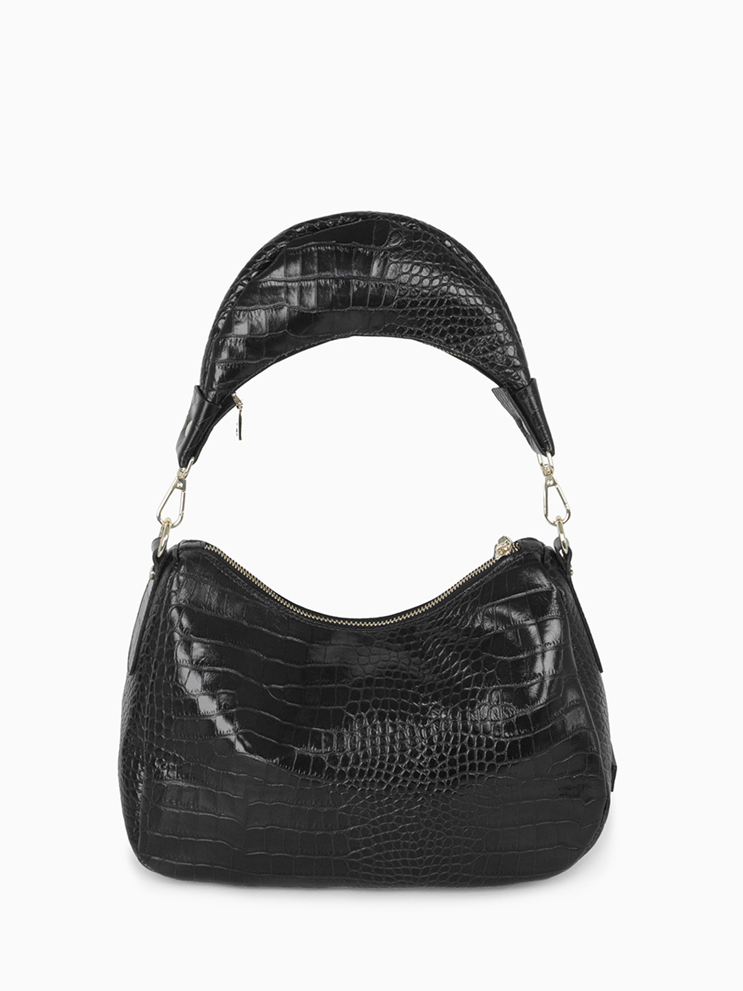 Мешок с сумкой-ручкой от RIPANI в чёрной коже со штампом под крокодила