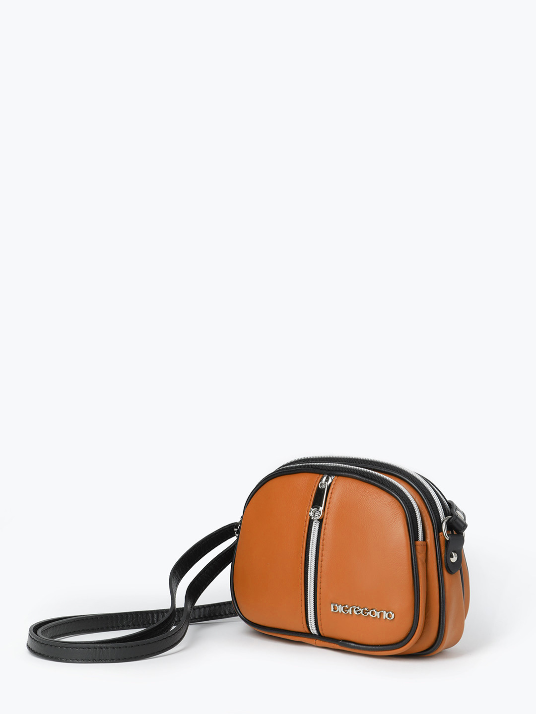 Кросс - боди с тремя молниями от Di Gregorio в рыжем цвете