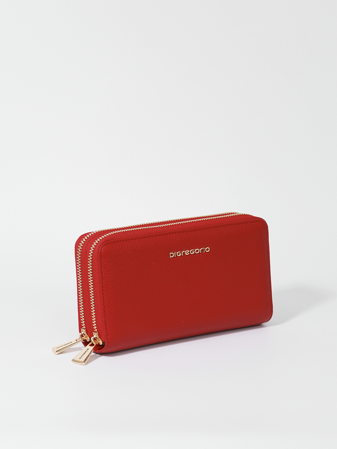 Красный кошелёк с двумя отделениями и логотипом Di Gregorio