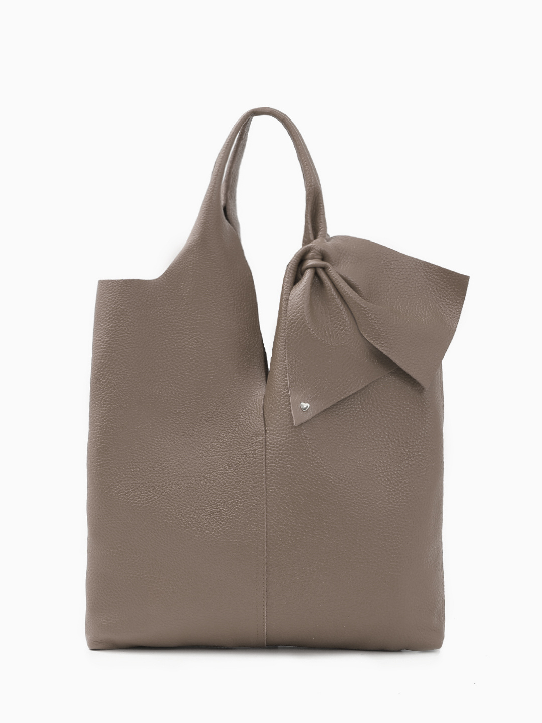 Сумка-шоппер с бантом и дополнительной косметичкой в цвете тауп от FOLLE