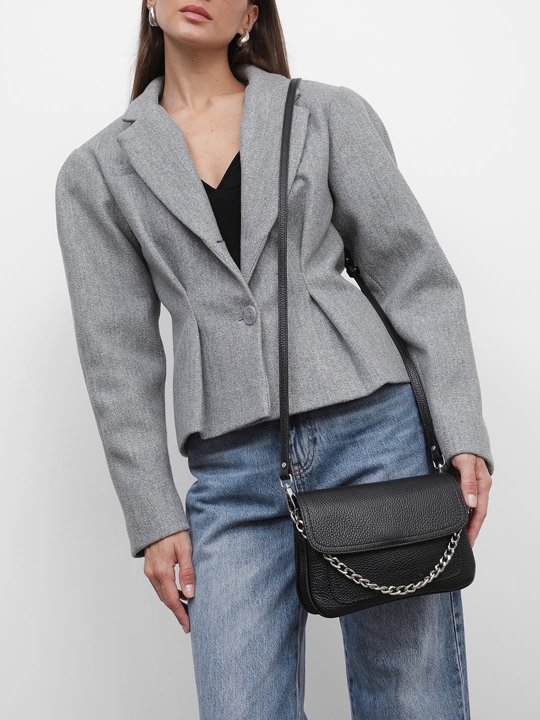 Сумка кросс-боди с цепочкой от RIPANI в чёрном цвете