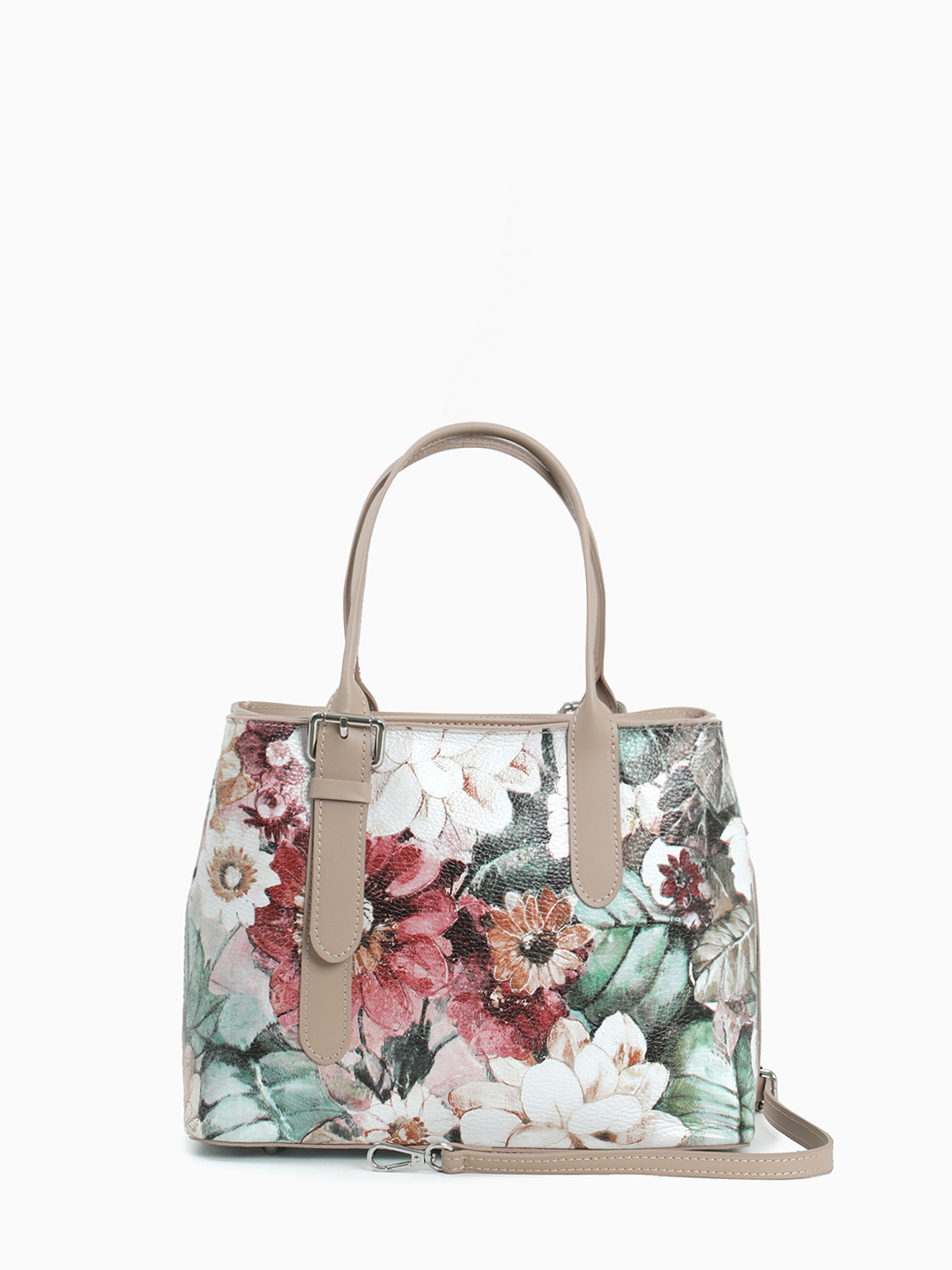 Сумка-тоут с цветочным принтом и ручками бежевого оттенка от Folle