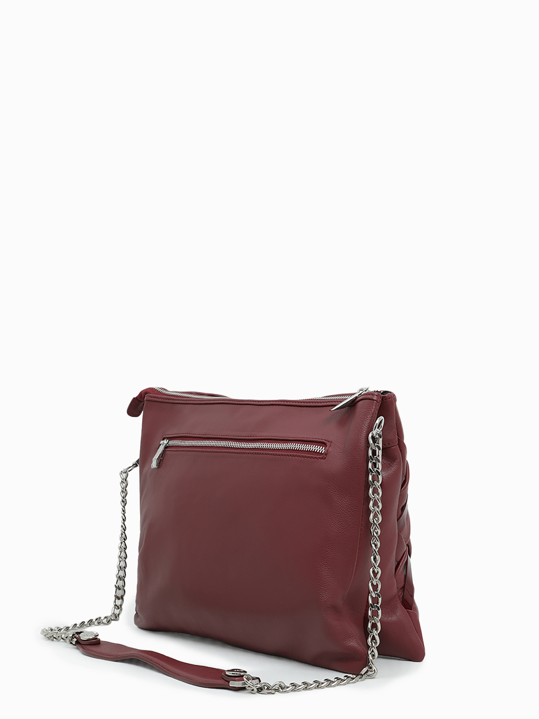 Прямоугольная сумка на плечо от Renato Angi с плетением зернистой и лаковой кожи в бордовом цвете