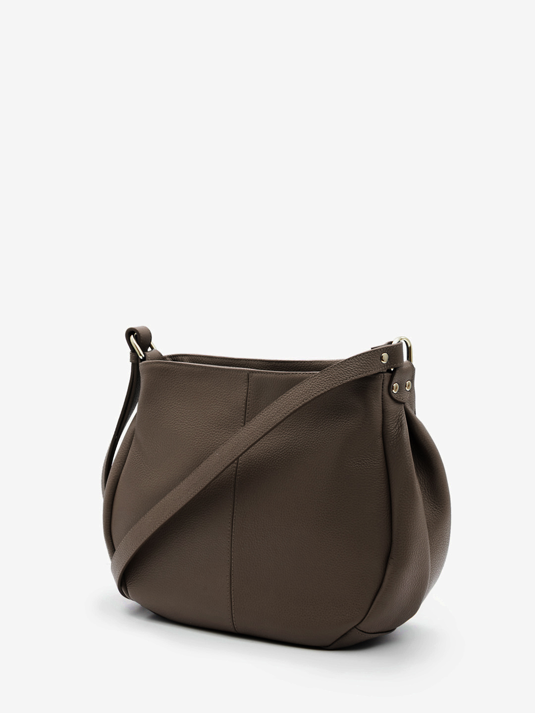 Полукруглая сумка через плечо с металлическими буквами KELLEN в шоколадном оттенке