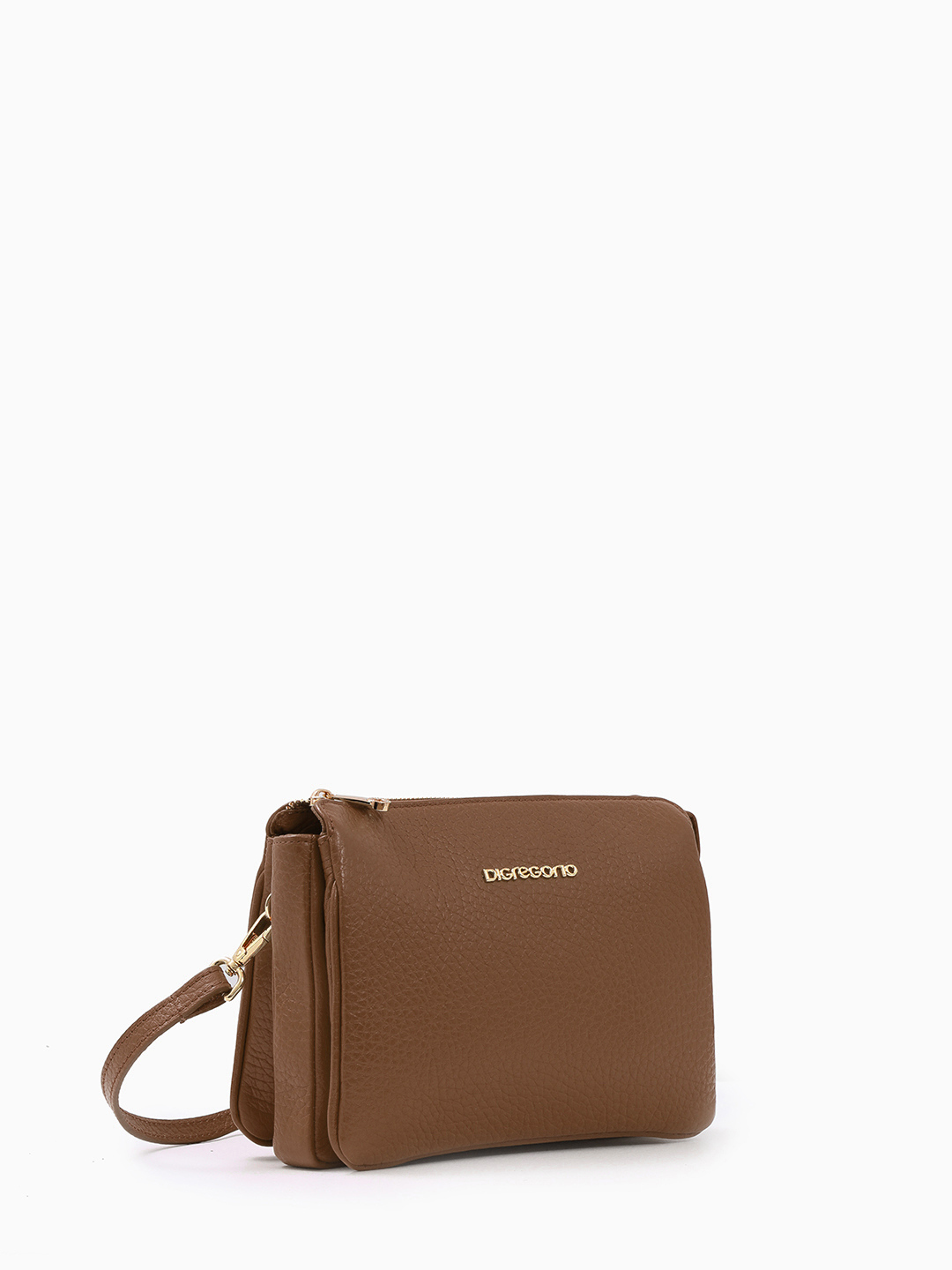 Кросс-боди рыжего оттенка с тремя отделениями и логотипом Di Gregorio