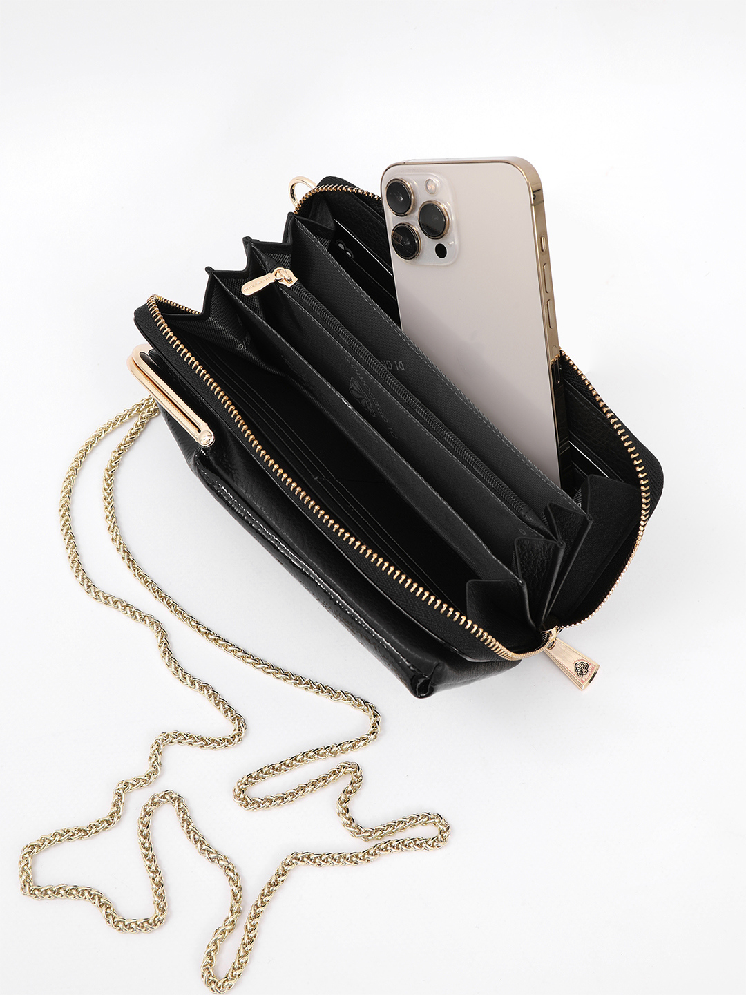 Сумка-кошелёк с двумя отделениями от Di Gregorio в черном цвете