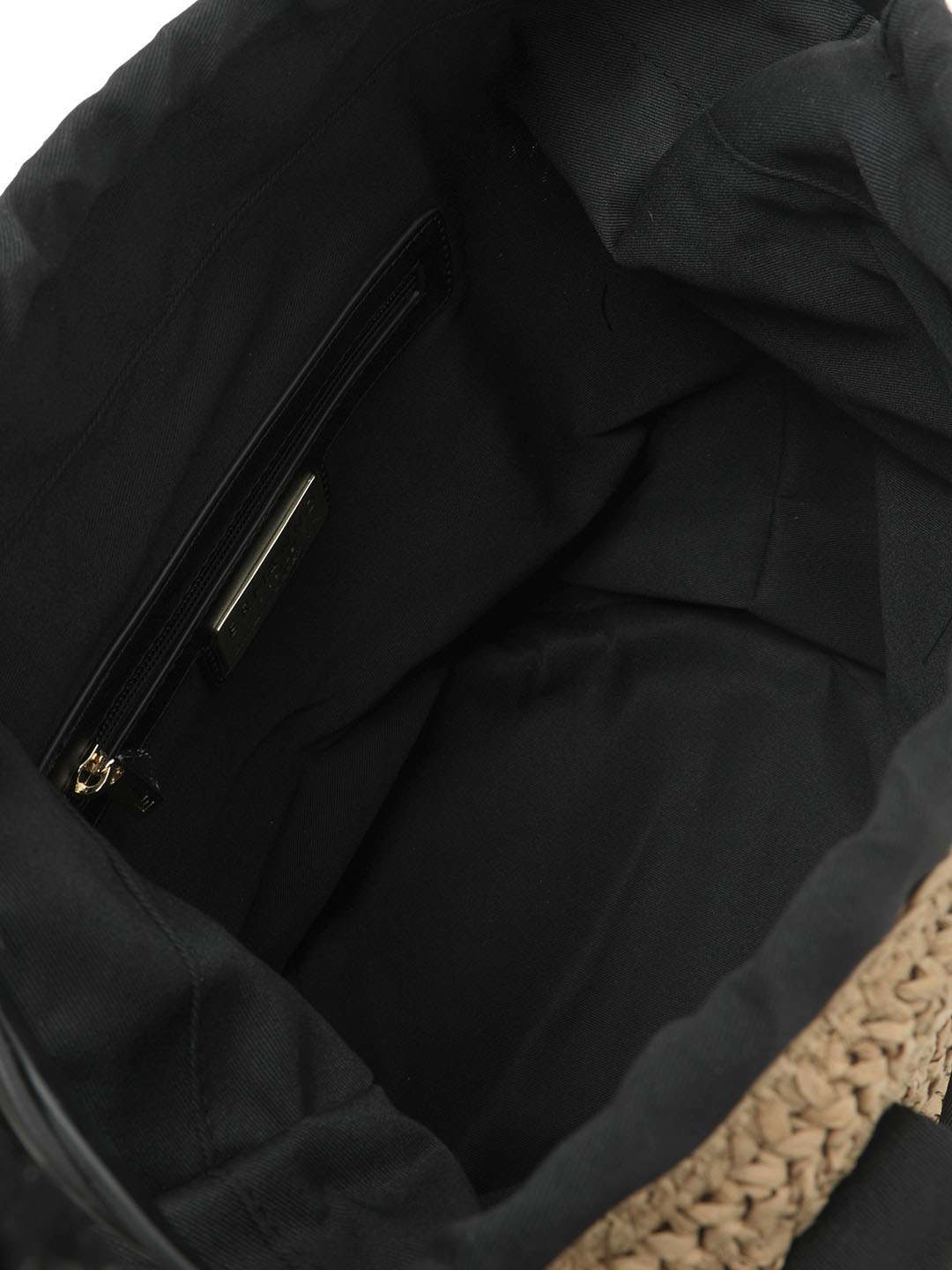 Большая сумка из рафии песочного цвета с ручками и ремнем на плечо от Ermanno Firenze