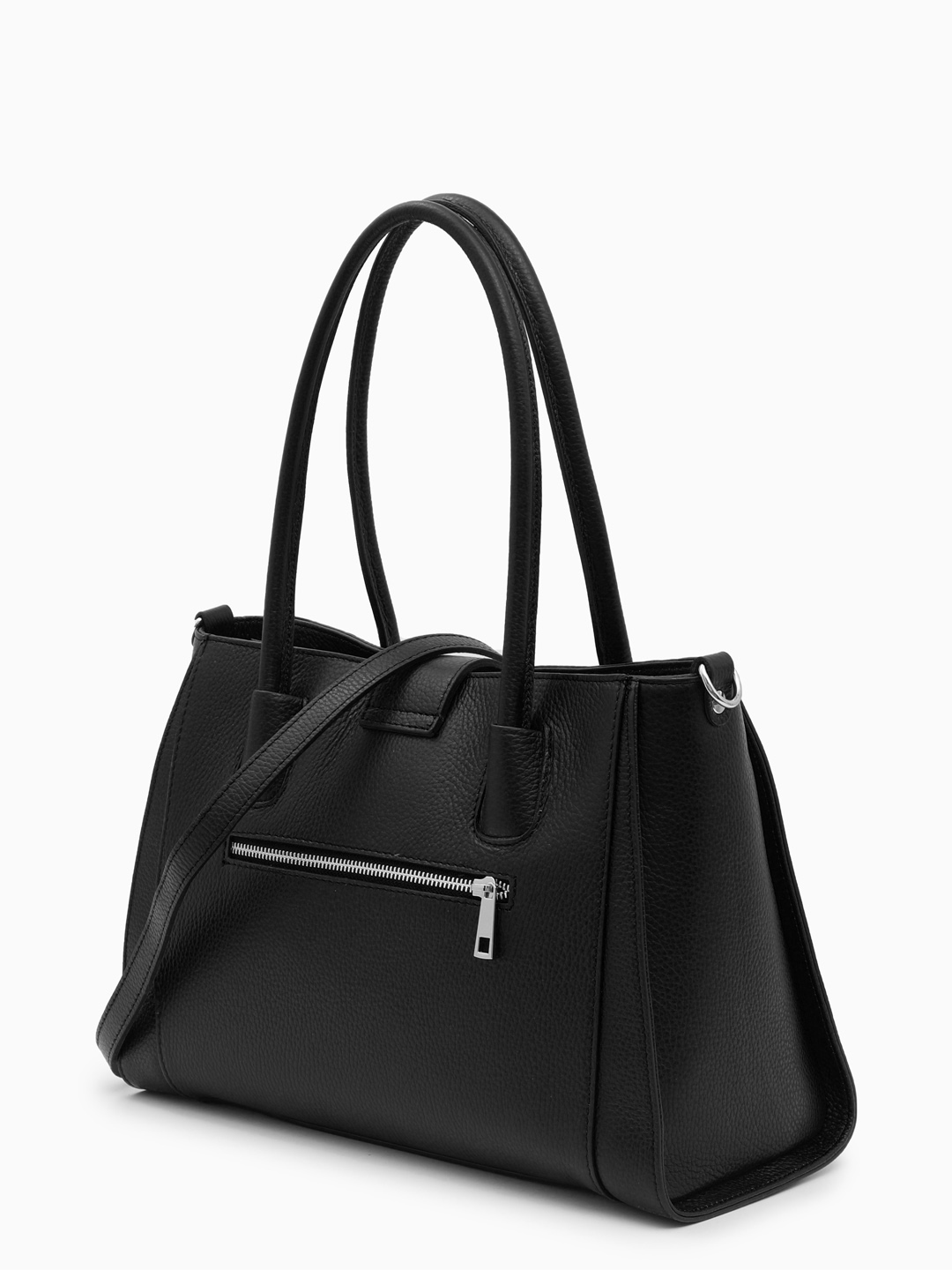 Классическая сумка из натуральной кожи под рептилию в чёрном цвете от FOLLE