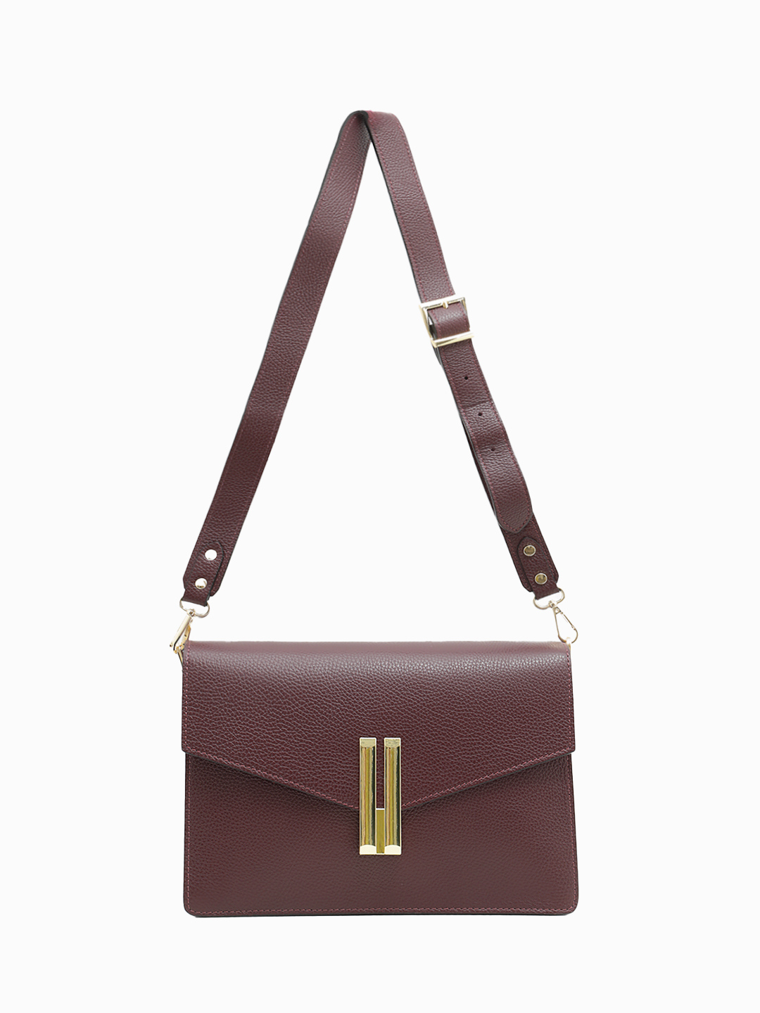 Кросс-боди KELLY от BE NICE из натуральной кожи бордового цвета с золотистой фурнитурой
