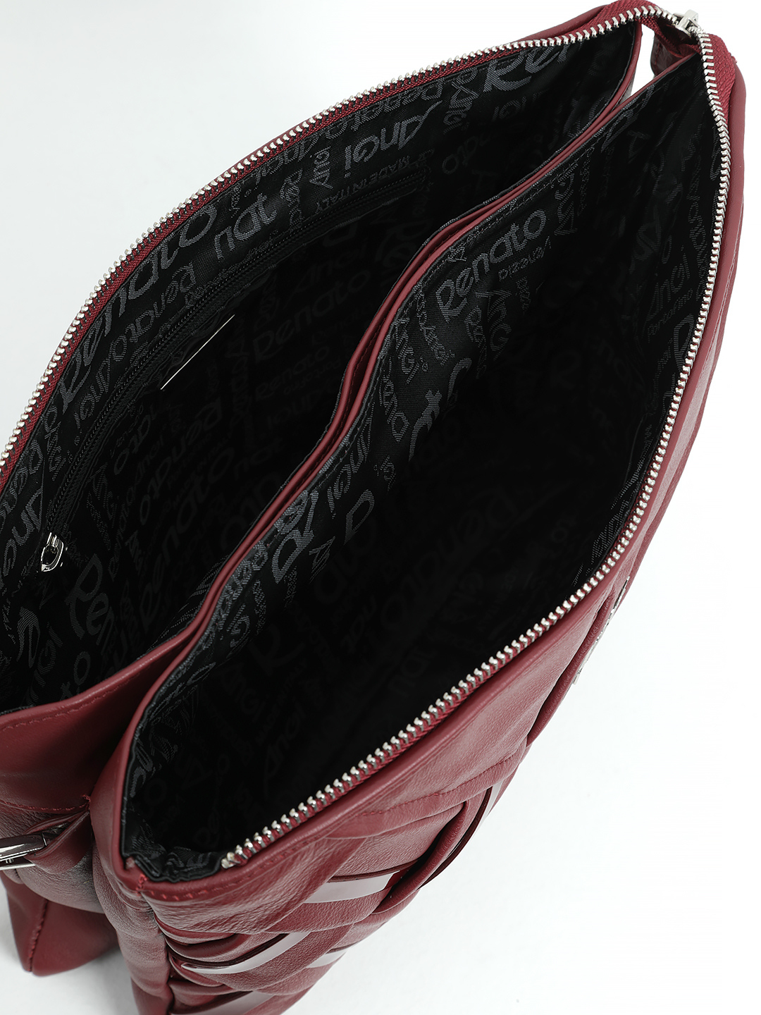 Прямоугольная сумка на плечо от Renato Angi с плетением зернистой и лаковой кожи в бордовом цвете