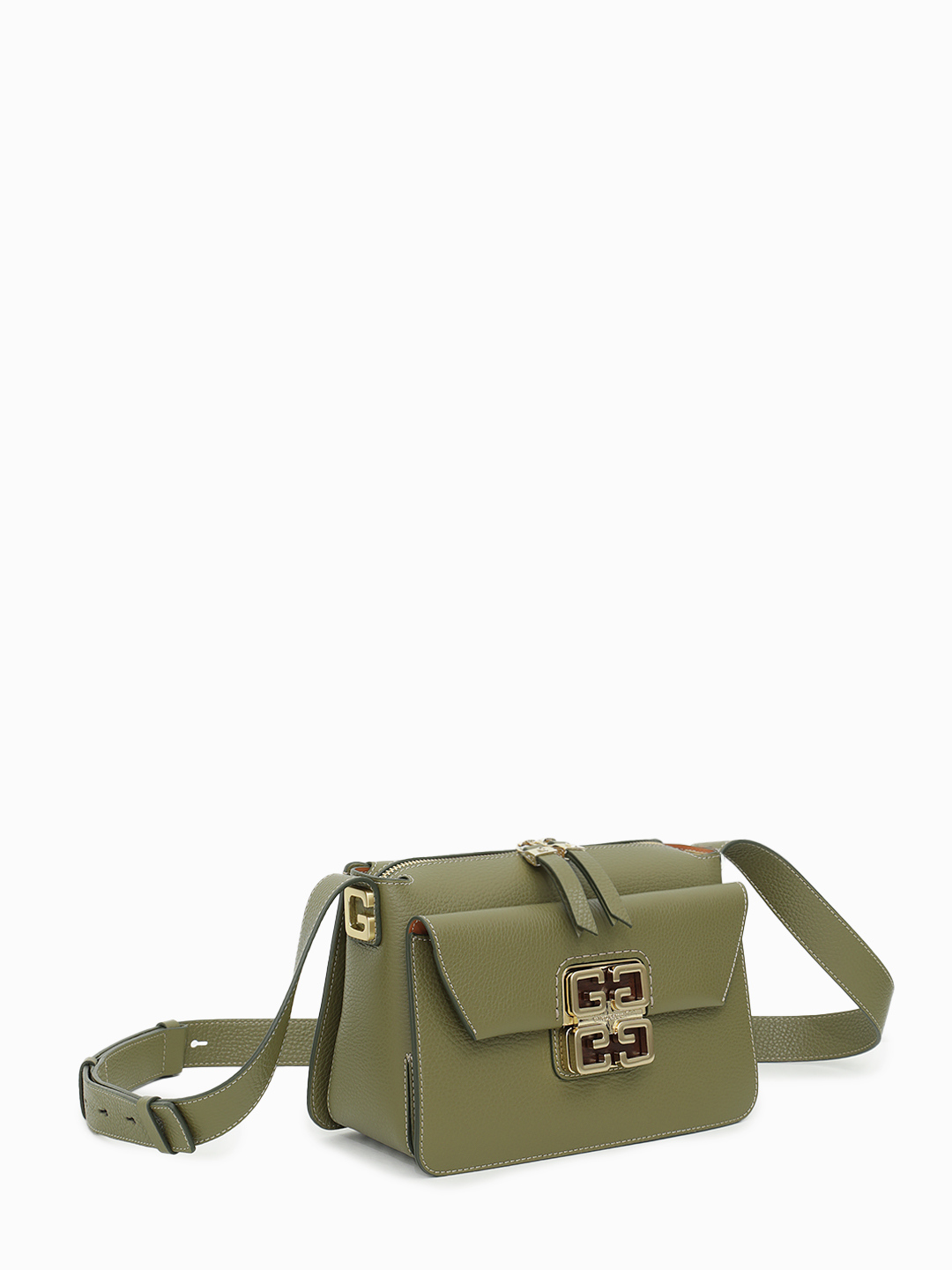 Кросс-боди с монограммой из золотистого металла от Gironacci в оливковом оттенке