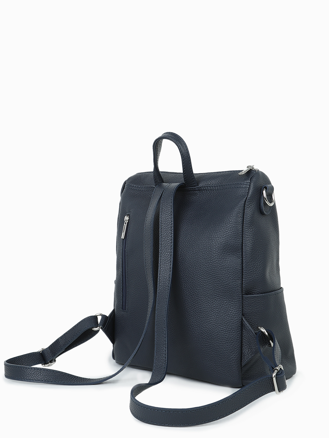 Рюкзак с двумя молниями и боковыми карманами прямоугольной формы от FOLLE в синем цвет