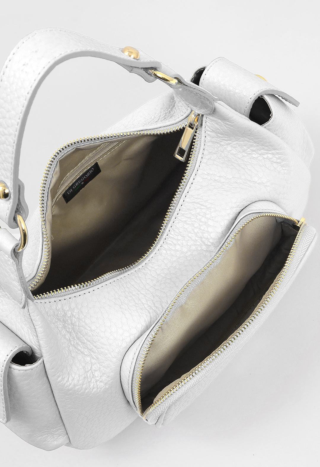 Сумка с двумя боковыми карманами от Di Gregorio в белом цвете
