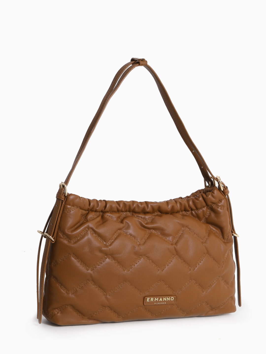 Рыжая сумка-хобо в размере L с брендированной стёжкой от ERMANNO FIRENZE