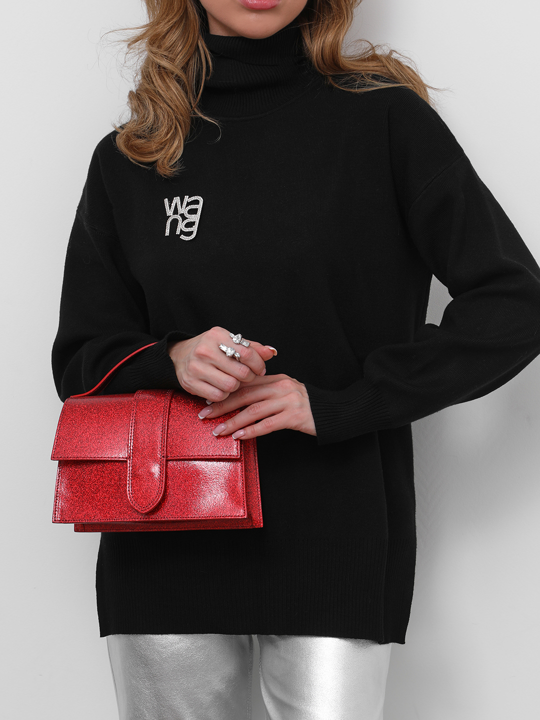 Небольшой сэтчел с глиттером от BE NICE в красном цвете