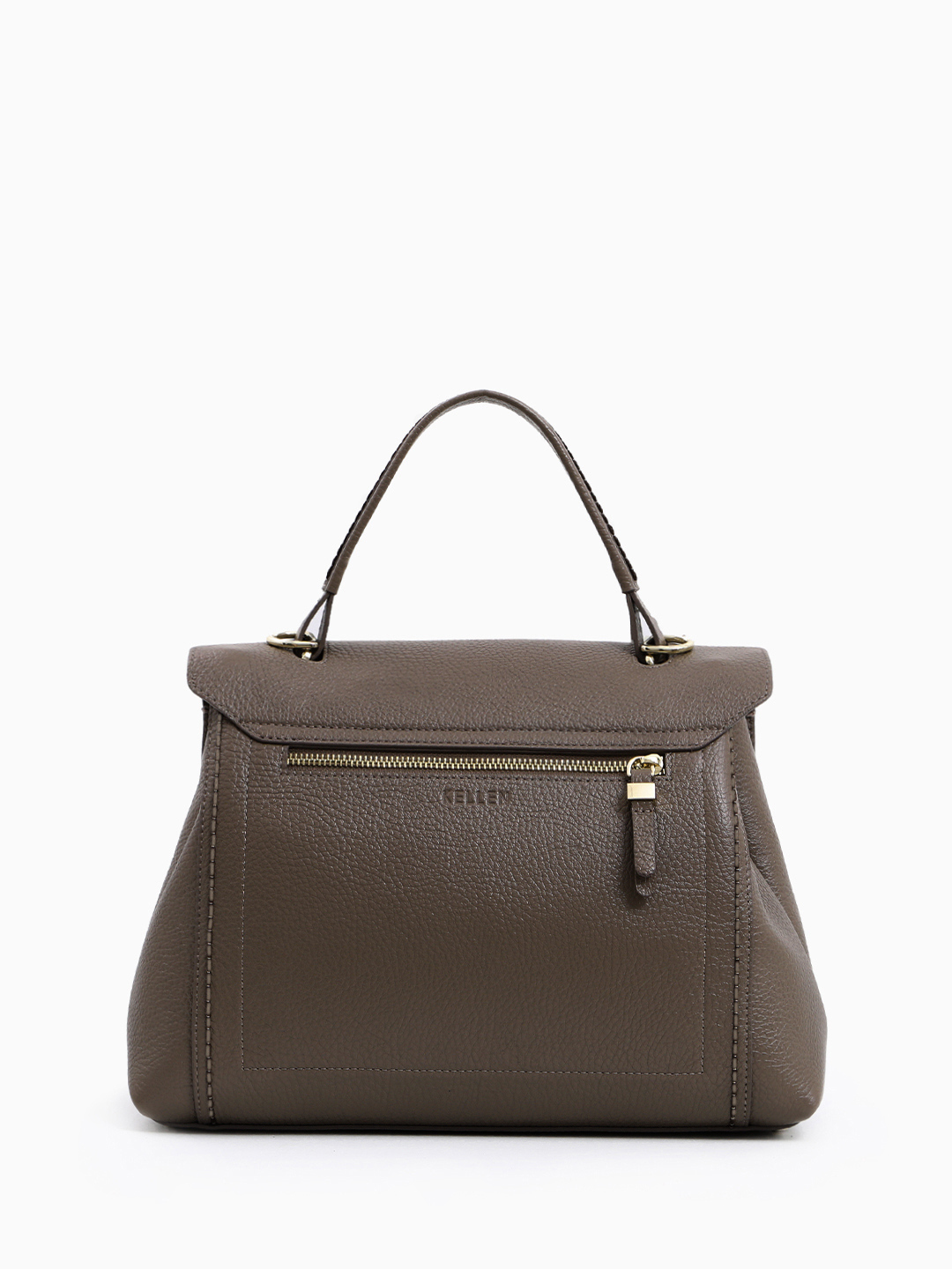 Однорукий сэтчел с тиснёным логотипом KELLEN в шоколадном оттенке