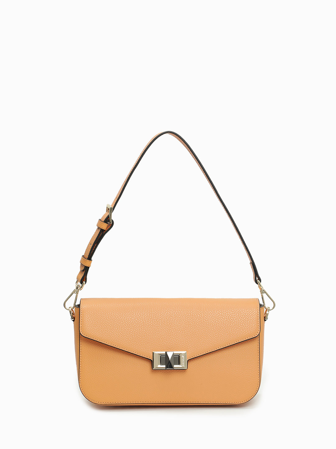 Небольшая сумка с треугольным клапаном и поворотным замком от Cromia из натуральной рыжей кожи