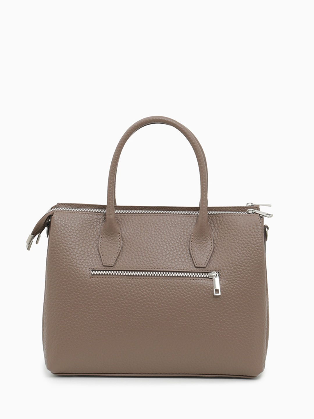 Классическая сумка с тремя отделениями от FOLLE из крупнозернистой кожи оттенка talpa