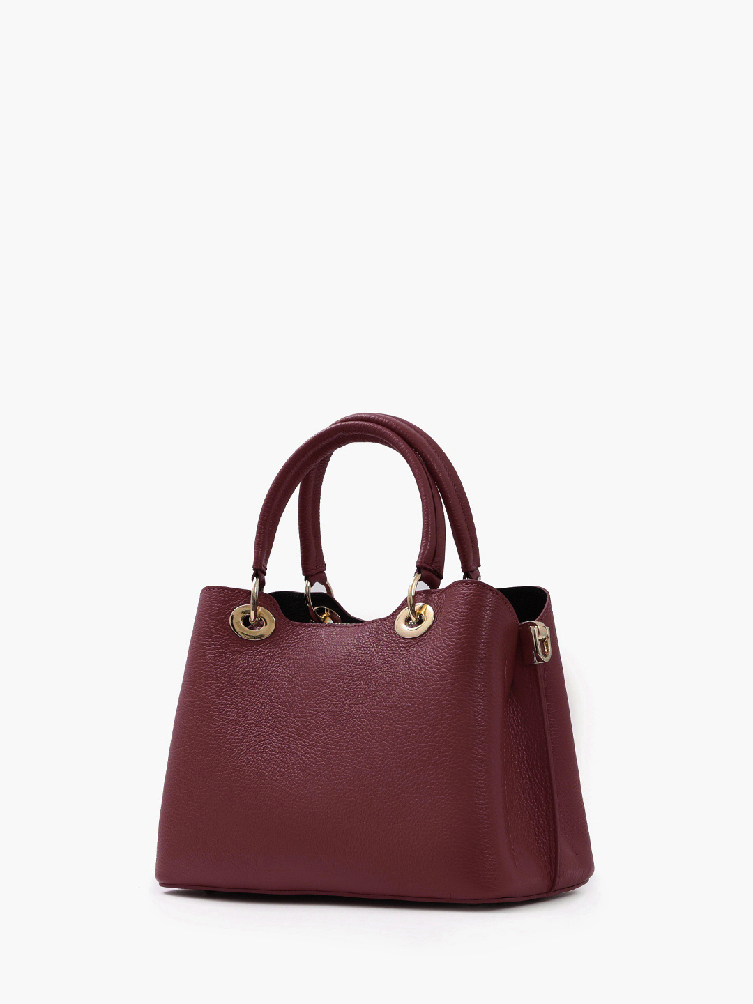 Базовый тоут из мелкозернистой кожи с круглой фурнитурой FOLLE в бордовом цвете
