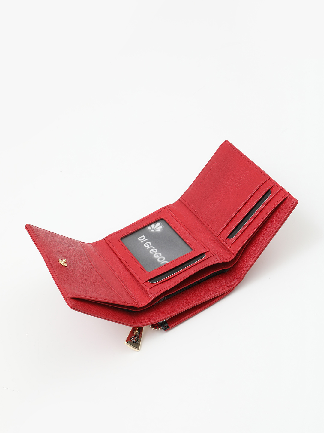 Кошелёк с металлическими буквами логотипа Di Gregorio красного цвета