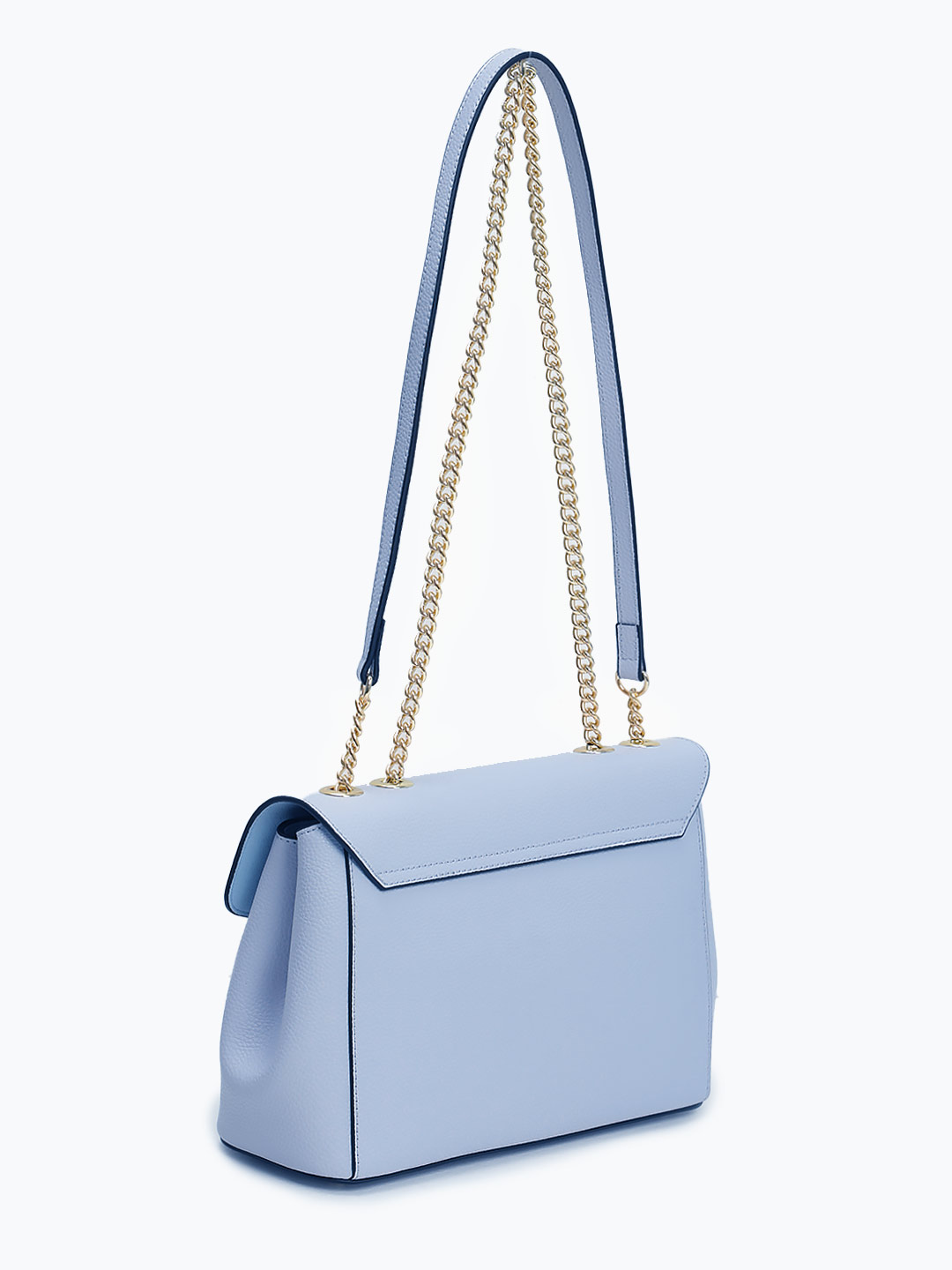 Сумка через плечо с клапаном и поворотным замком от Cromia из натуральной голубой кожи