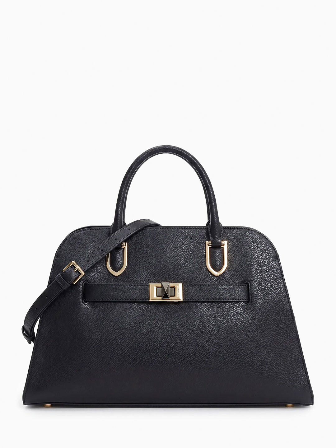 Классическая сумка трапециевидной формы от Cromia из натуральной кожи черного цвета